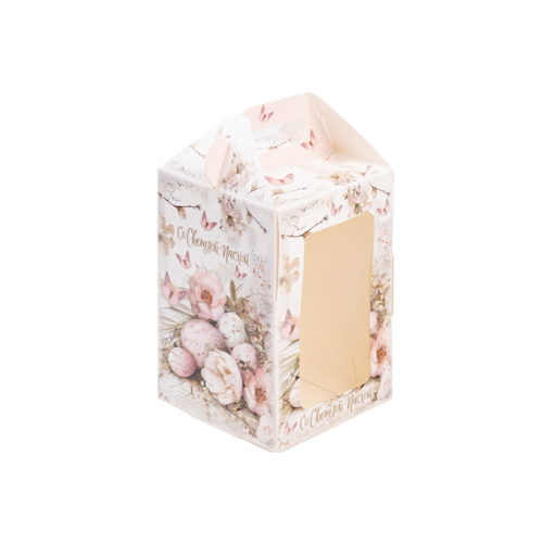 Коробка для кулича с окном «Ретро», 10х10х15 см.